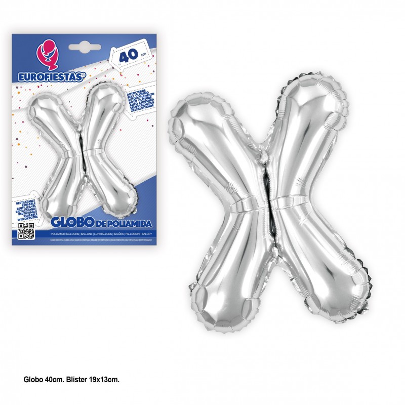 Palloncino in poliammide 40cm argento lucido x