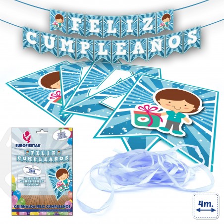 Ghirlanda buon compleanno blu