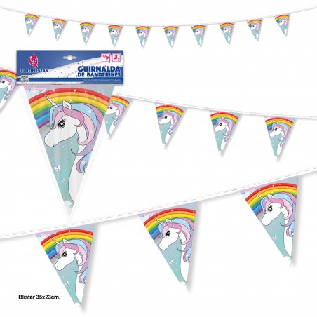 Ghirlanda bandierine carta unicorno arcobaleno