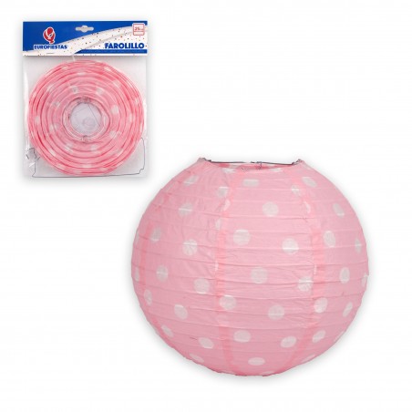 Lanterna rotonda 25cm pois rosa