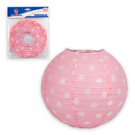 Lanterna rotonda 30cm pois rosa