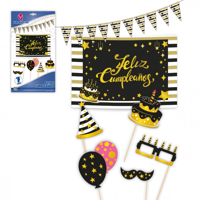 Set compleanno cartello champagne