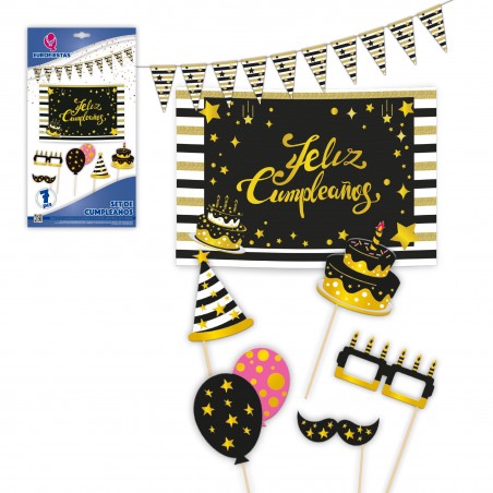 Set compleanno cartello champagne