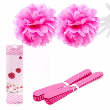 Pendente pompon 2u.30cm fucsia