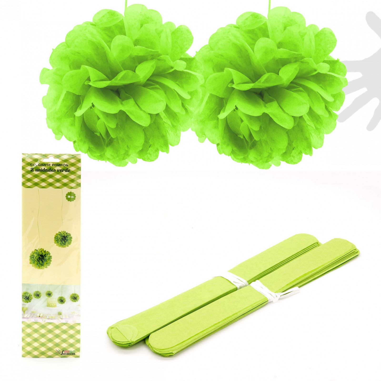 Pendente pompon 2u. 30cm verde