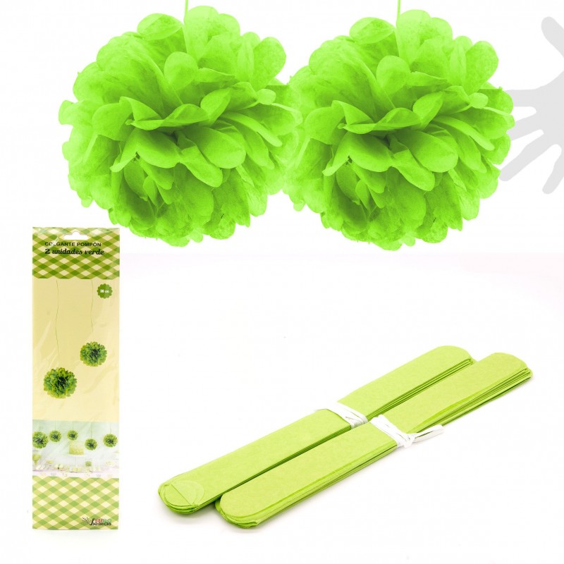 Pendente pompon 2u. 30cm verde