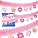 Ghirlanda di carta felice compleanno rosa