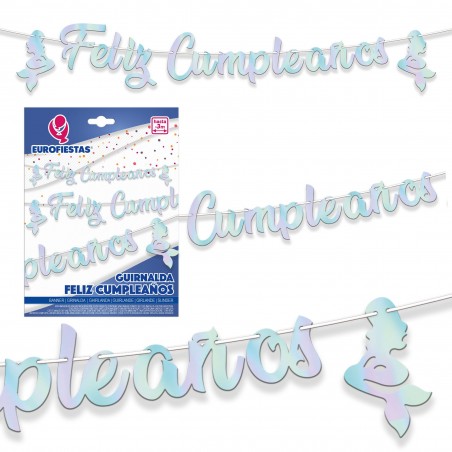 Ghirlanda felice compleanno sirene madreperla