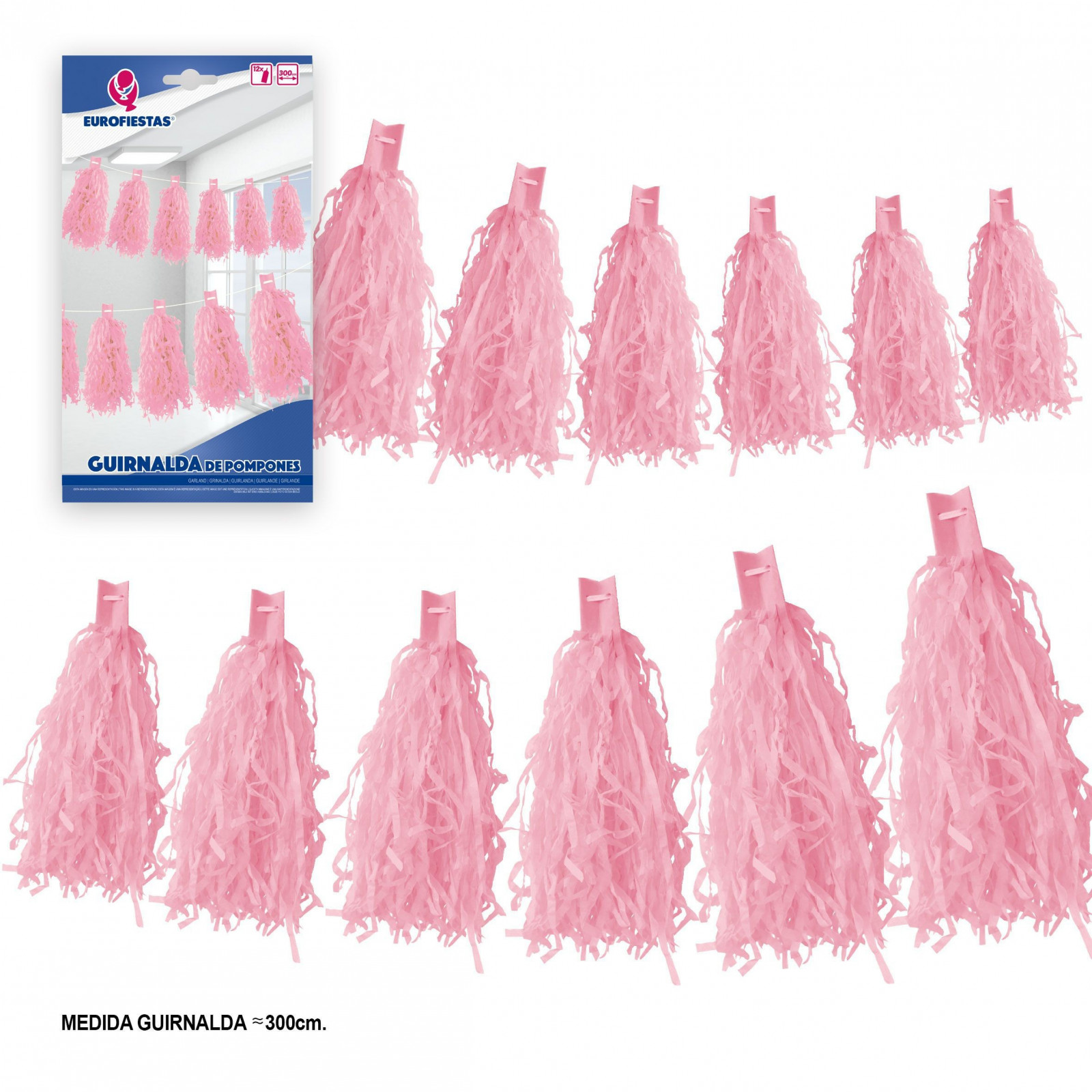 Ghirlanda 12 pompon rosa