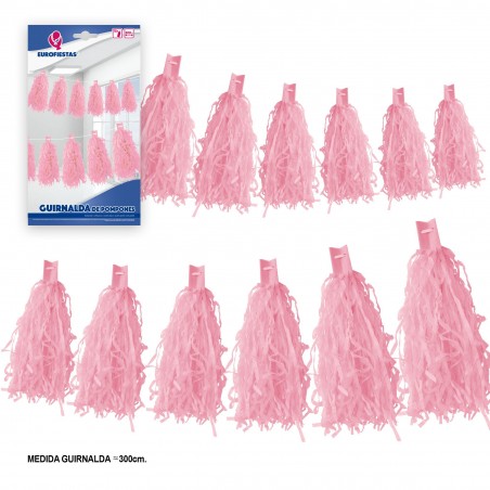 Ghirlanda 12 pompon rosa