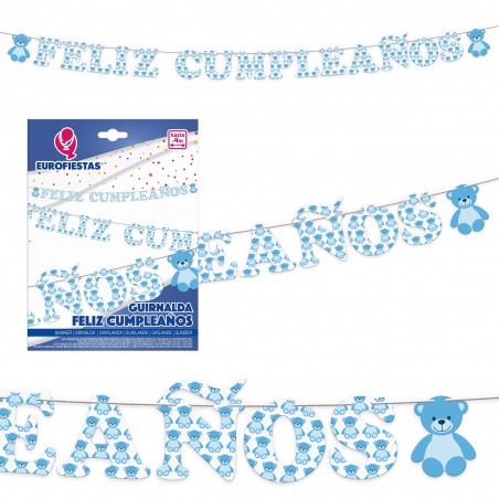 Ghirlanda di buon compleanno orsetto azzurro