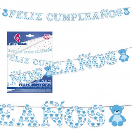 Ghirlanda felice compleanno orsetto celeste