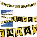 Ghirlanda buon compleanno bandierine oro e nero