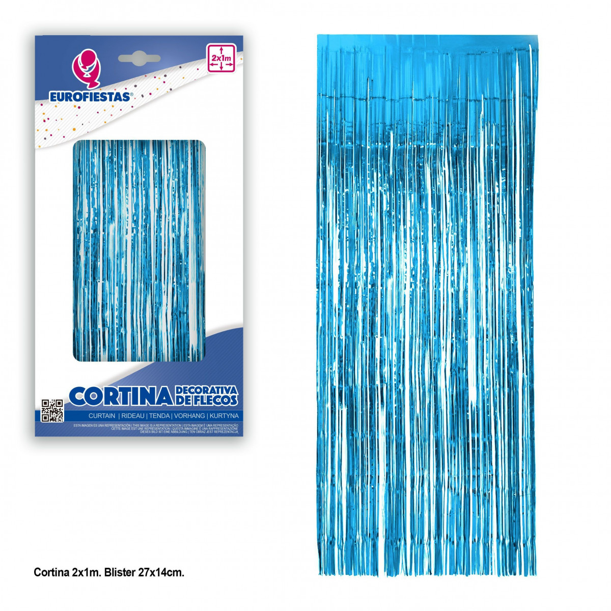 Tenda decorativa sfrangiata azzurra