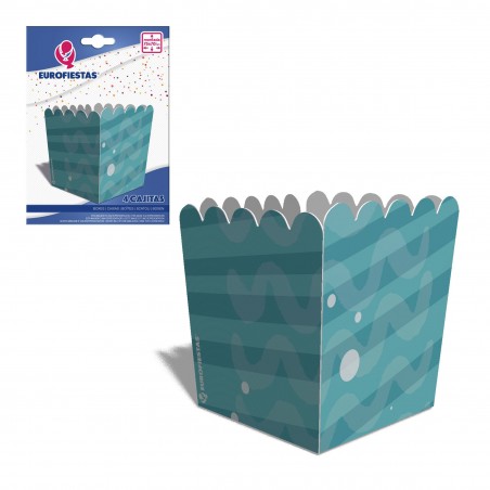 Scatola caramelle popcorn 4 onde blu