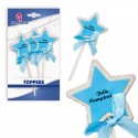 Buon compleanno stella topper bordo argento blu