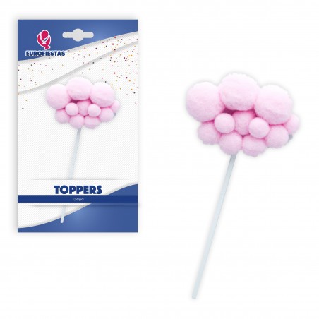 Topper nuvola pomponi rosa