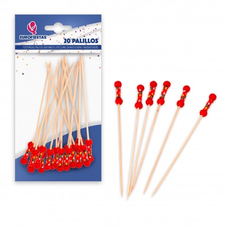 20 stuzzicadenti 12 cm palline rosse