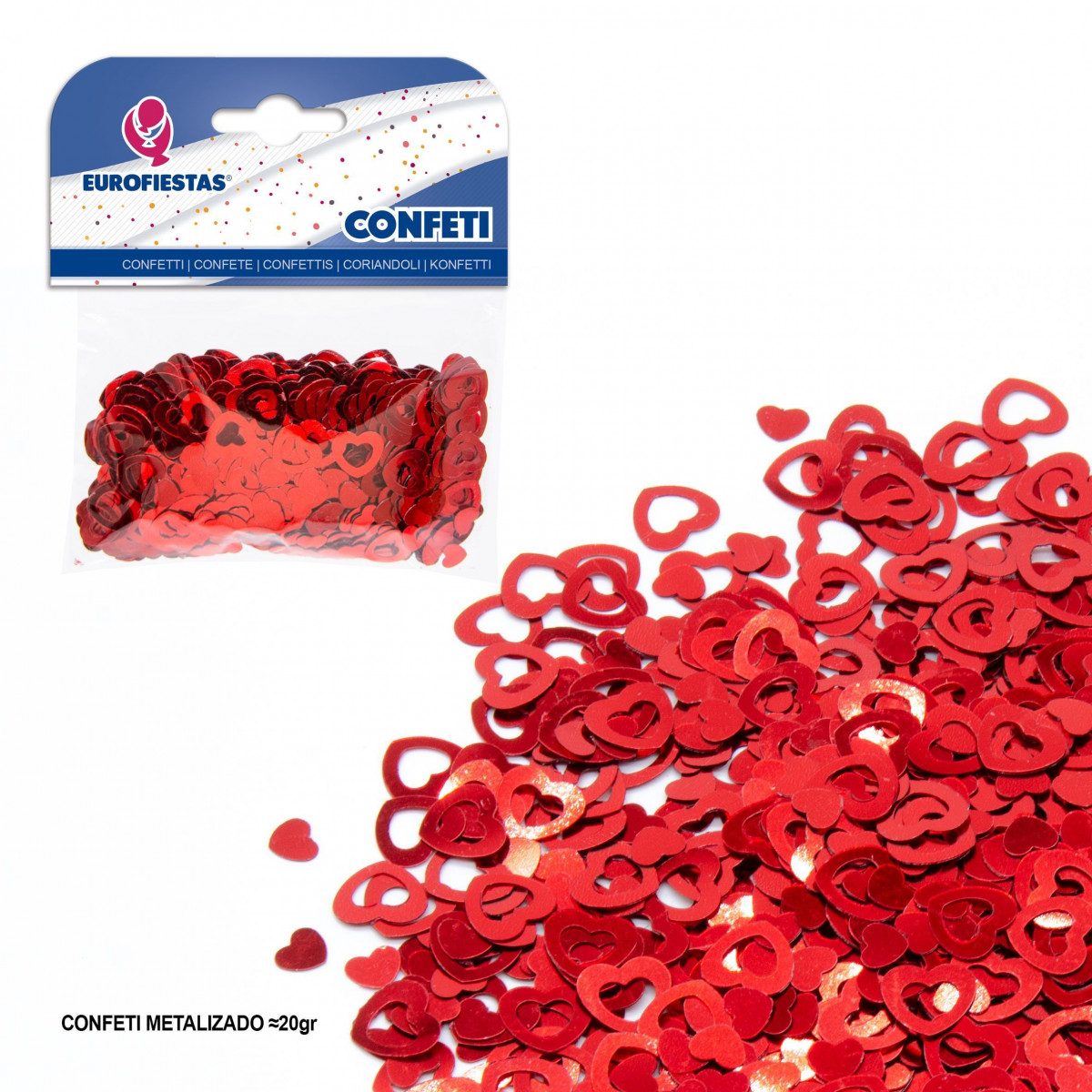 Coriandoli cuore cavo rosso lucido