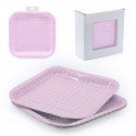 Piatto 6 quadrati torta 22x22 pois rosa