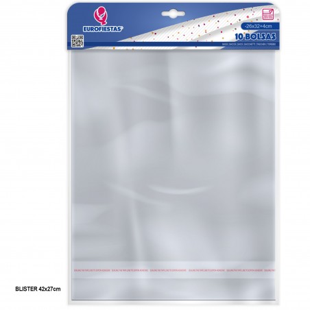Pacchetto di 10 sacchetti in cellophane con chiusura adesiva ideale per eventi