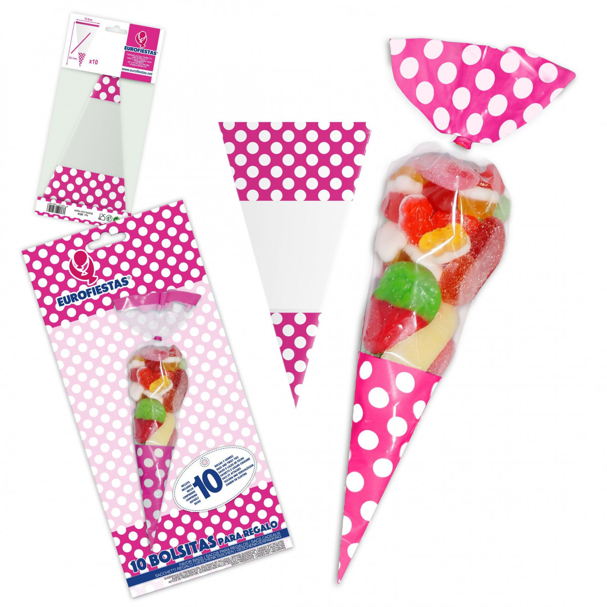 Borsa caramelle cono fucsia