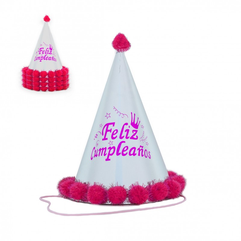 Cappello con pompon rosa 24cm