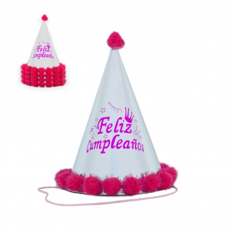 Cappello con pompon rosa 24cm