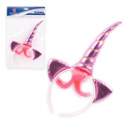 Cerchietto unicorno rosa con frangia