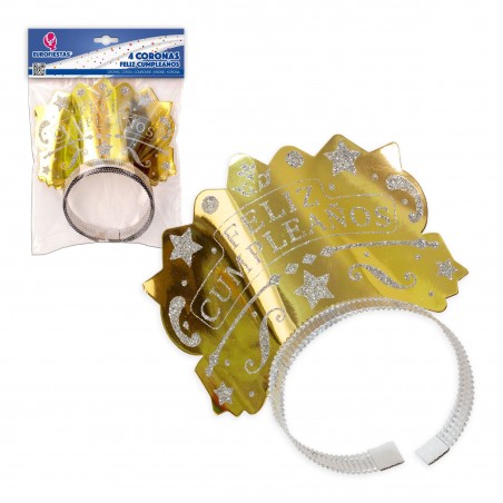 Buon compleanno corona oro glitter argento