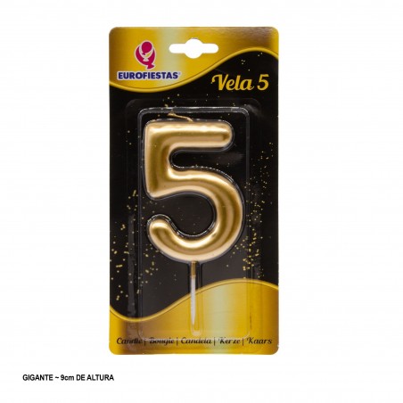 Candela gigante numero 5 9cm oro