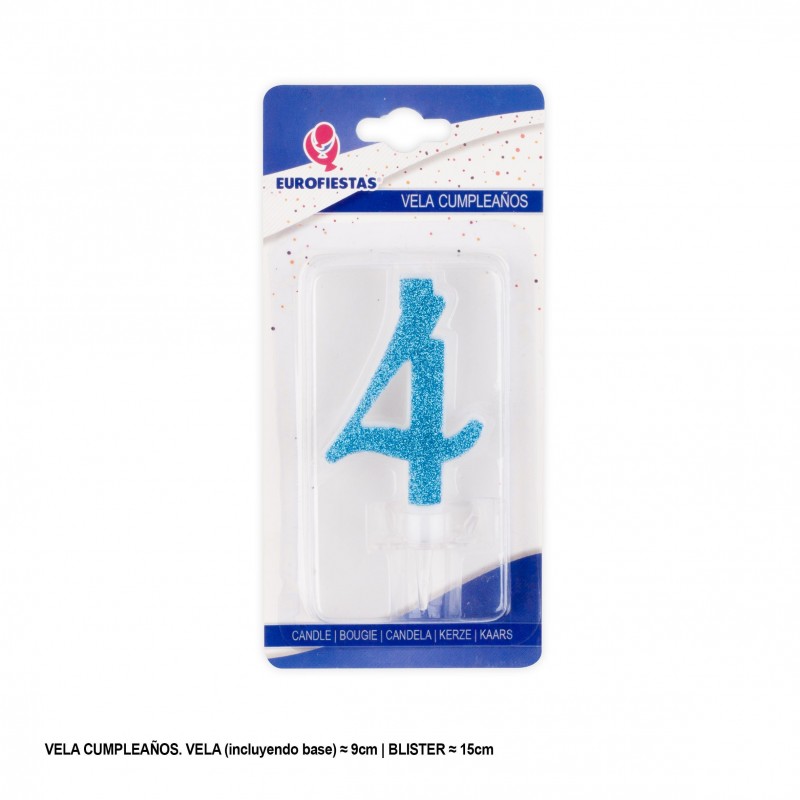 Candela glitter blu 4