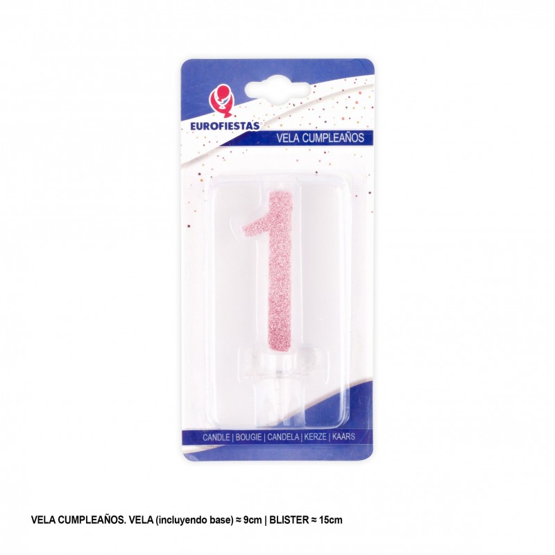 Candela glitter rosa 1