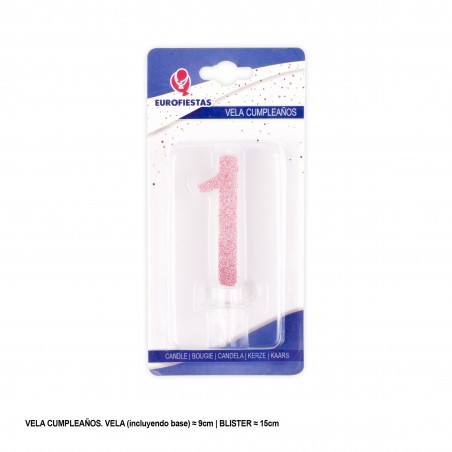 Candela glitter rosa 1