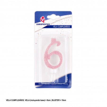Candela glitter rosa 6