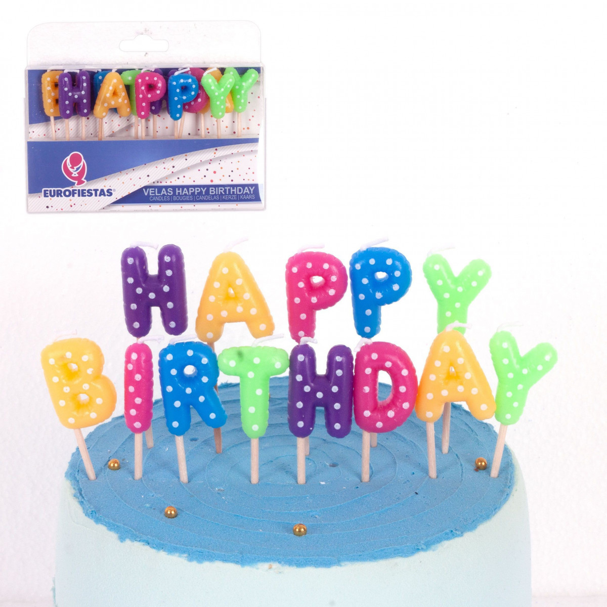 "Set candele buon compleanno colori lunari"