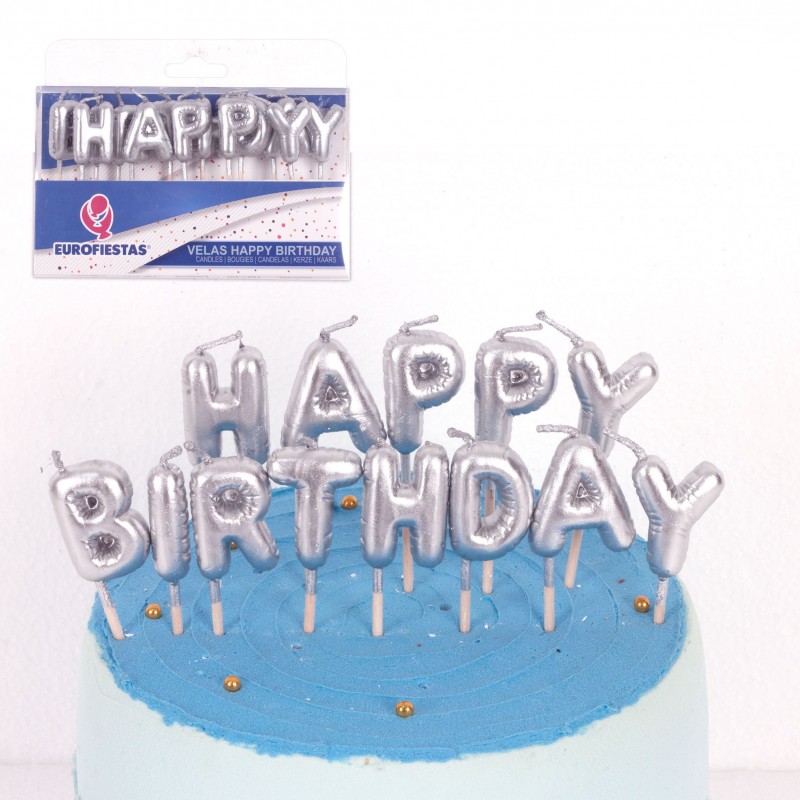 Set candele felice compleanno argento