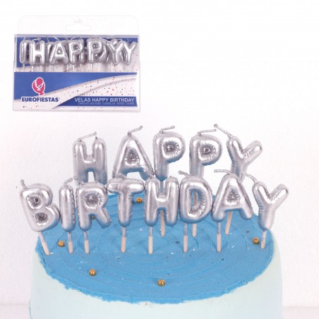 Set candele felice compleanno argento