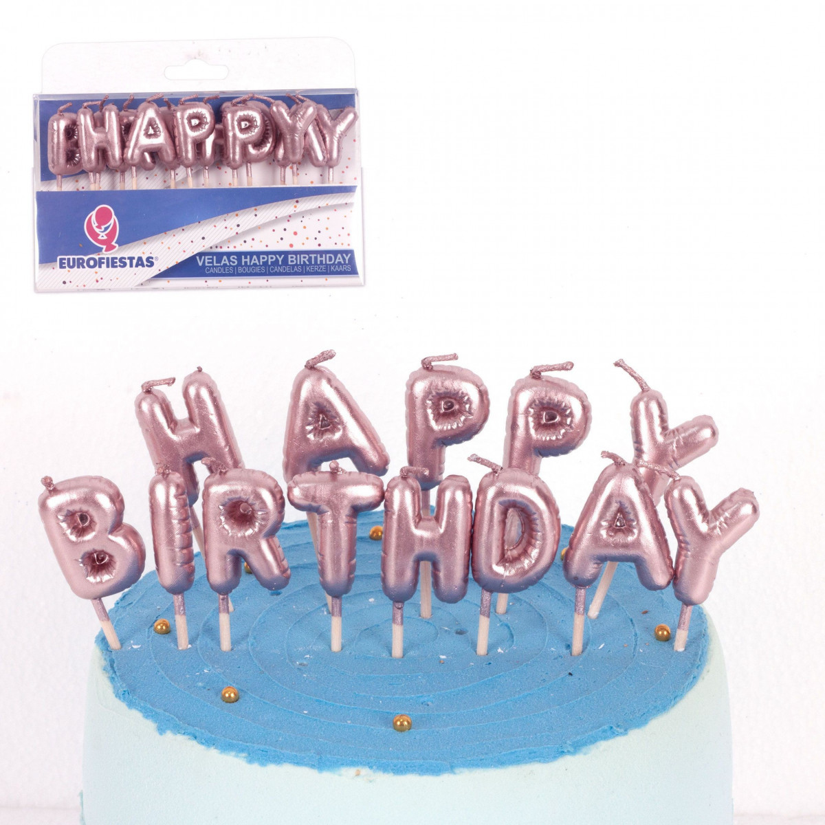 Set candele happy birthday oro rosa