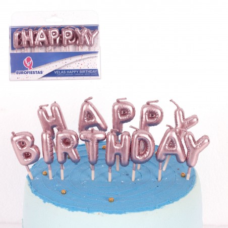 Set candele happy birthday oro rosa