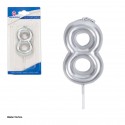 Candela curva argento n. 8