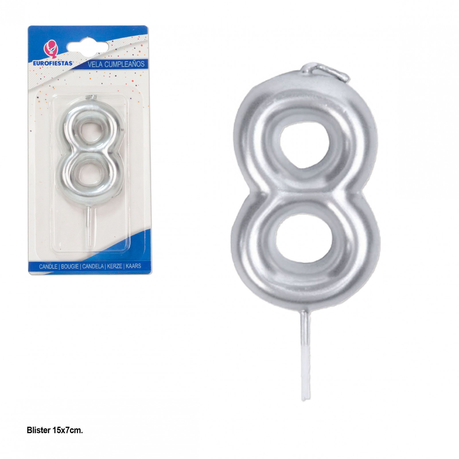 Candela curva argento n. 8
