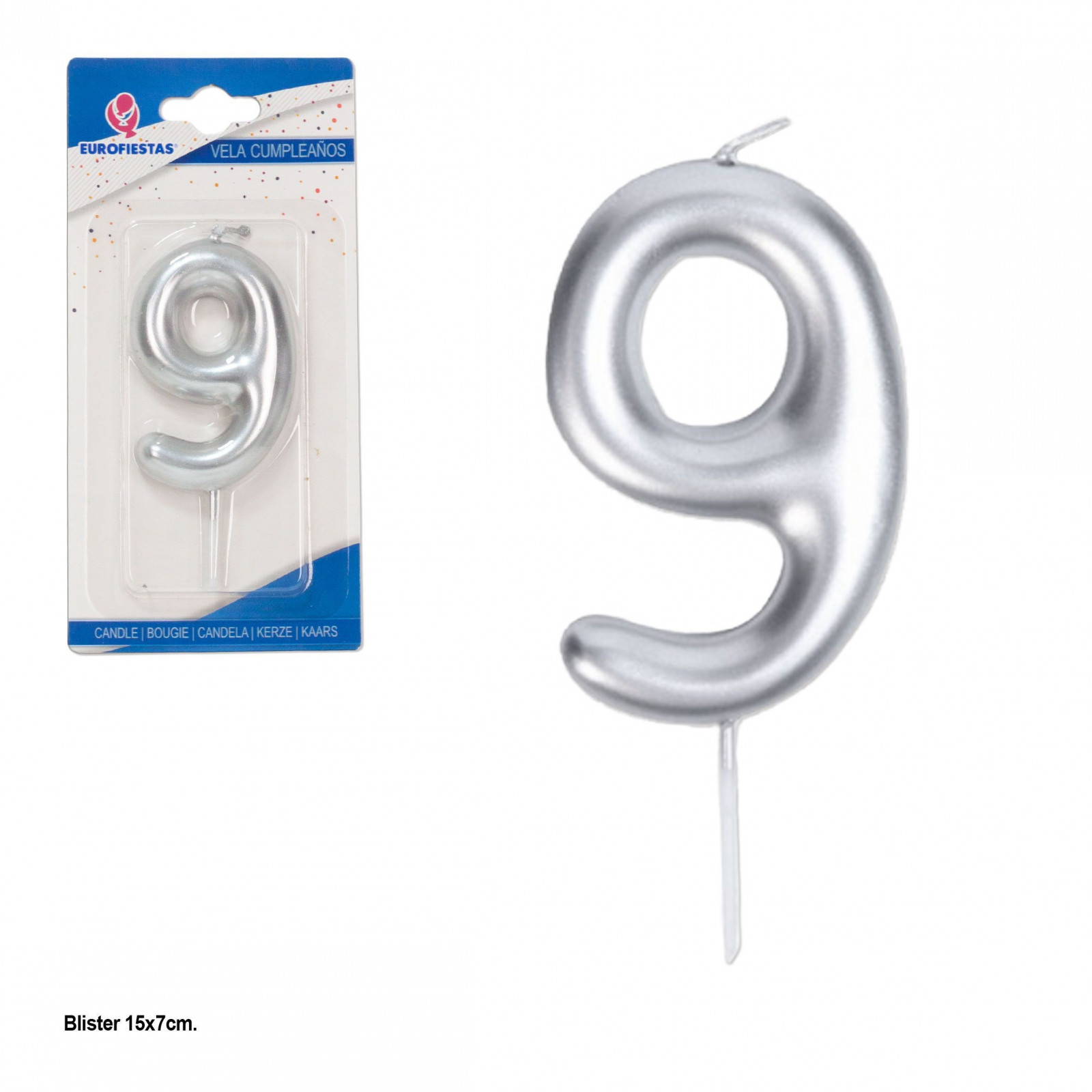 Candela curva argento n. 9