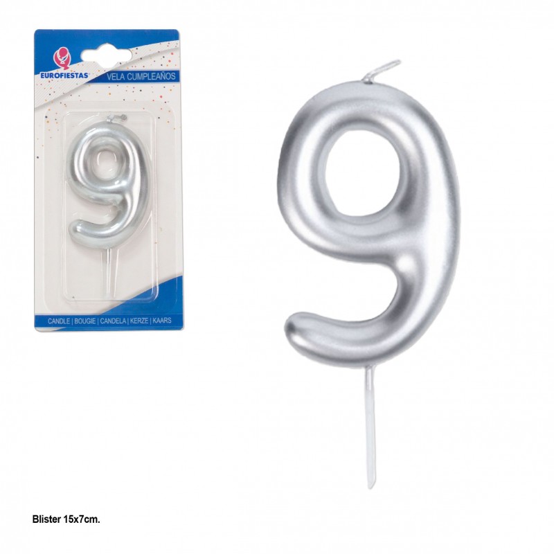 Candela curva argento n. 9