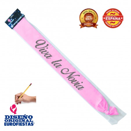 Fascia rosa viva la sposa glitter argento