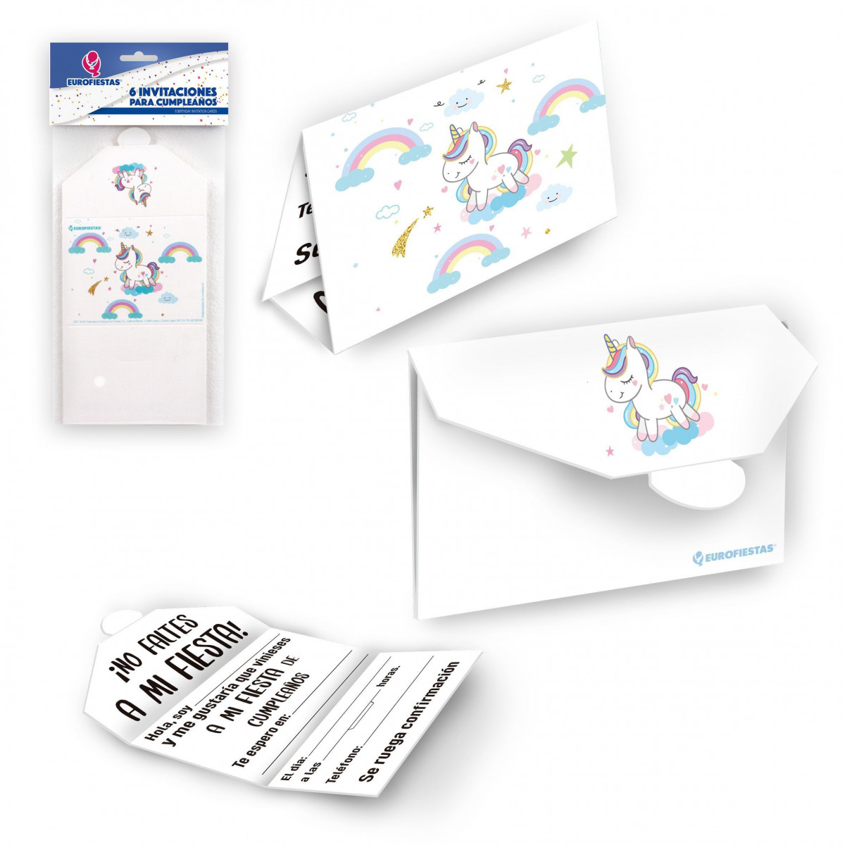 Biglietto d'invito collezione unicorni