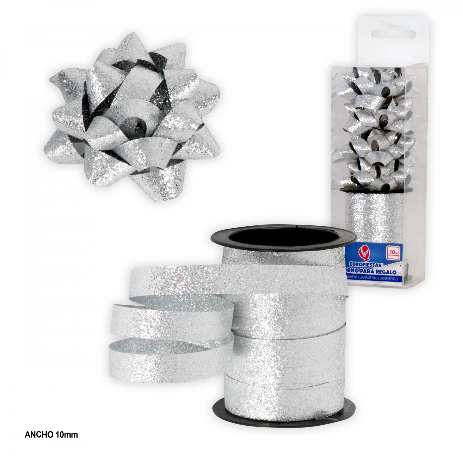 Rotolo 10m loop 1cm glitter argento