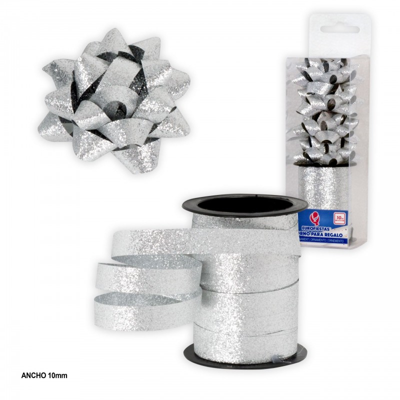 Rotolo 10m loop 1cm glitter argento