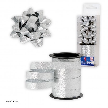 Rotolo 10m loop 1cm glitter argento