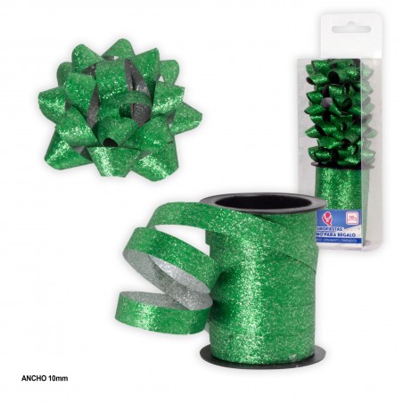 Rotolo 10m loop 1cm glitter verde